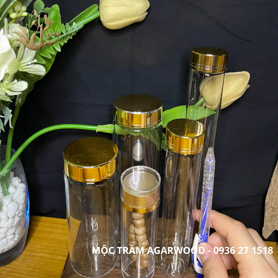 [Multiple Sizes] Luxury Glass Container for Bracelets, Oud Beads, Feng Shui Stones, Cordyceps, Saffron &amp; Herbal Products